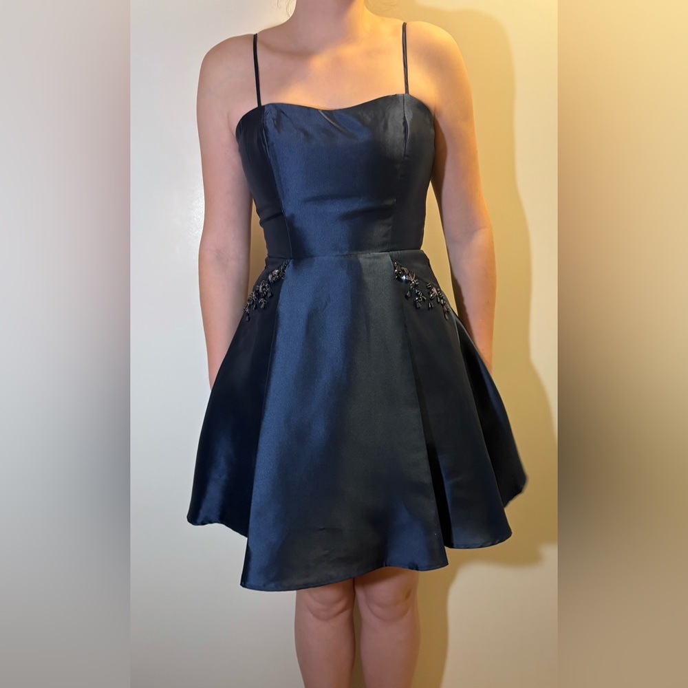 Simple Navy Hoco Dress - Picture 5 of 5